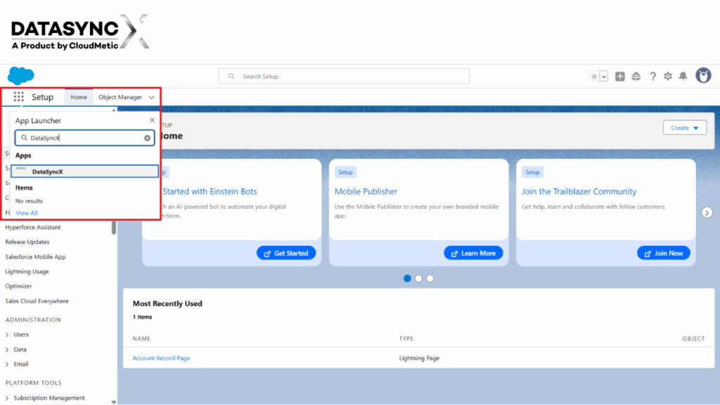 Click on App Launcher
