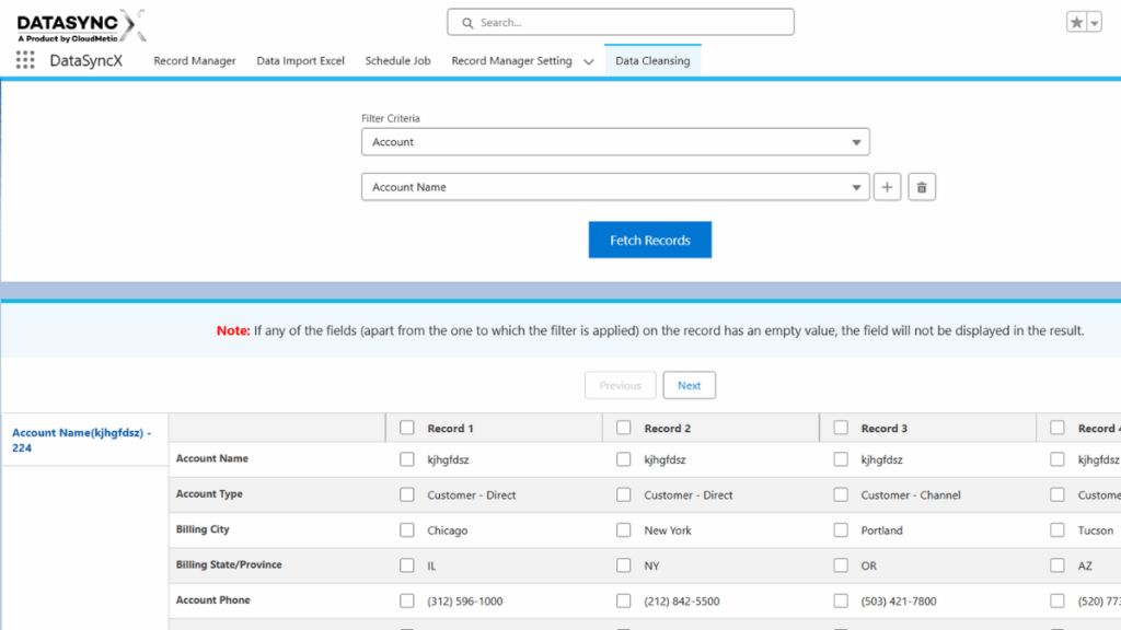 DataSyncX Data Cleansing
